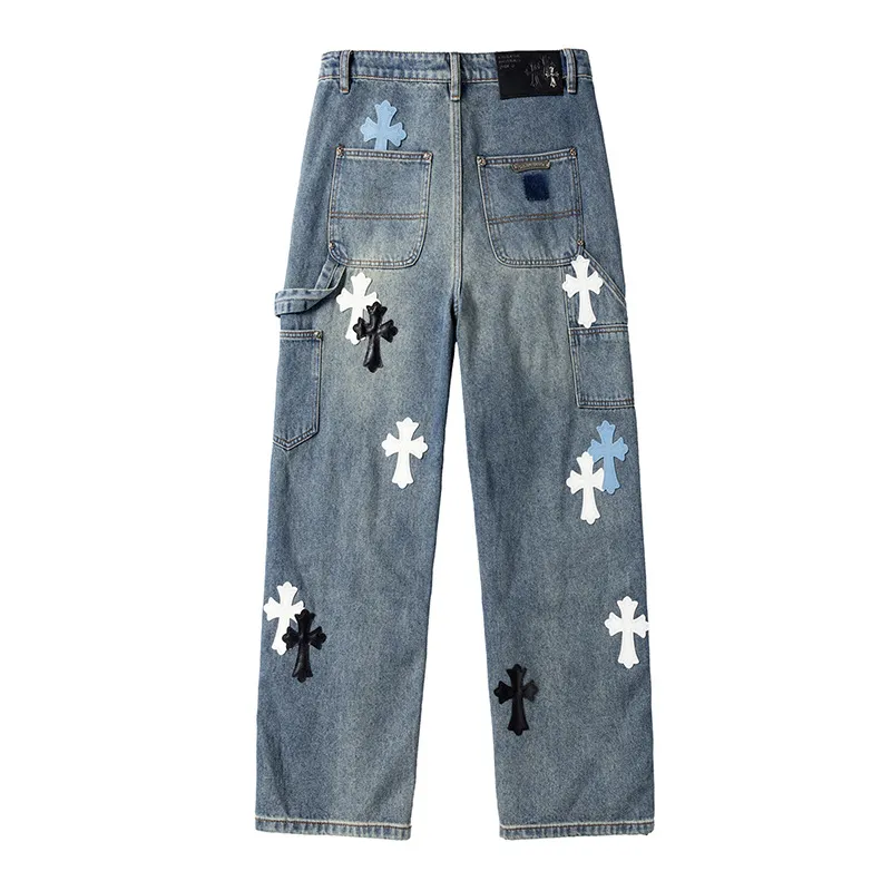 P290 💰 (Top version) chrome hearts ss25 blue, black, blue and white grained leather denim workwear logging pants. Styles with different wash textures, very friendly to people with thin legs and thick legs. The slightly flared version is very flattering to the leg shape. The moderate length is timeless and easy to match. It is the basic styling foundation for various styles. It is a must-have in the wardrobe! The fabric is stiff but also makes the upper body soft without losing texture. The washing process is even more perfect. It is a must-have item for everyone! ! !  Color: blue Size: 30-32-34-36 30 32 34 36 Waist circumference 80 85 90 95 Sitting circumference 105 110 115 120 Foot opening 46 47 48 49 External length 102 103 104 105